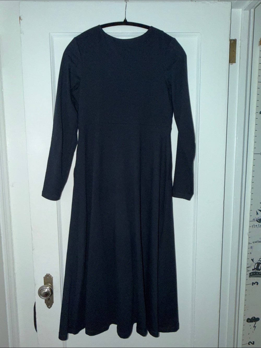 PACT Dark Ink Blue Sleeve Faux Wrap Dress size S - Picture 2 of 3